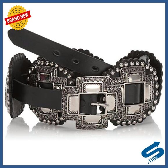 Large Cross Concho Belt - Genuine Leather Western Accessory